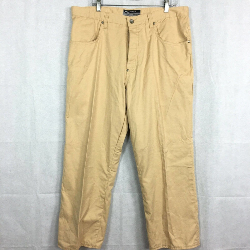 Rocawear Pants Mens Sz 38 Vintage‎ Straight Leg Cotton Khaki Button Fly Pockets